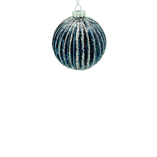 8cm Fluted Blue Ornament