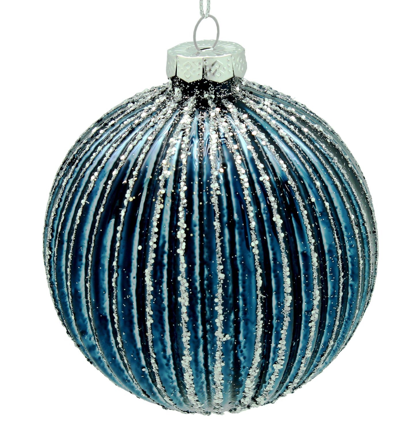 10cm  Fluted Blue Ornament
