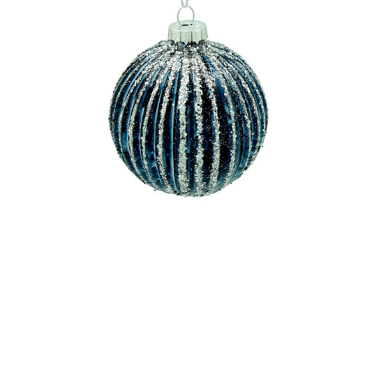 10cm  Fluted Blue Ornament