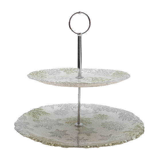 Winter Wonderland  Glass 2 Tier Server