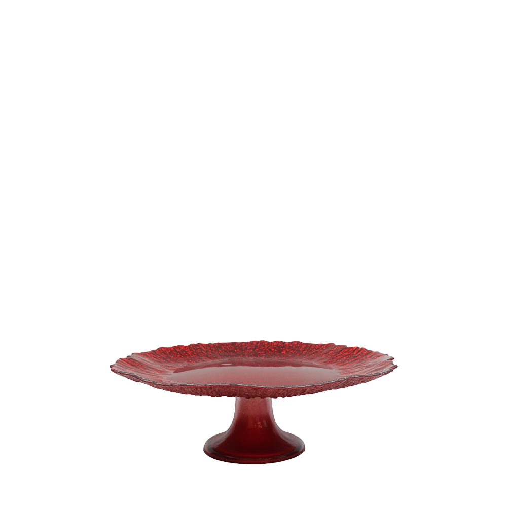 Opulence 32cm Footed Glass Red Cake Plate