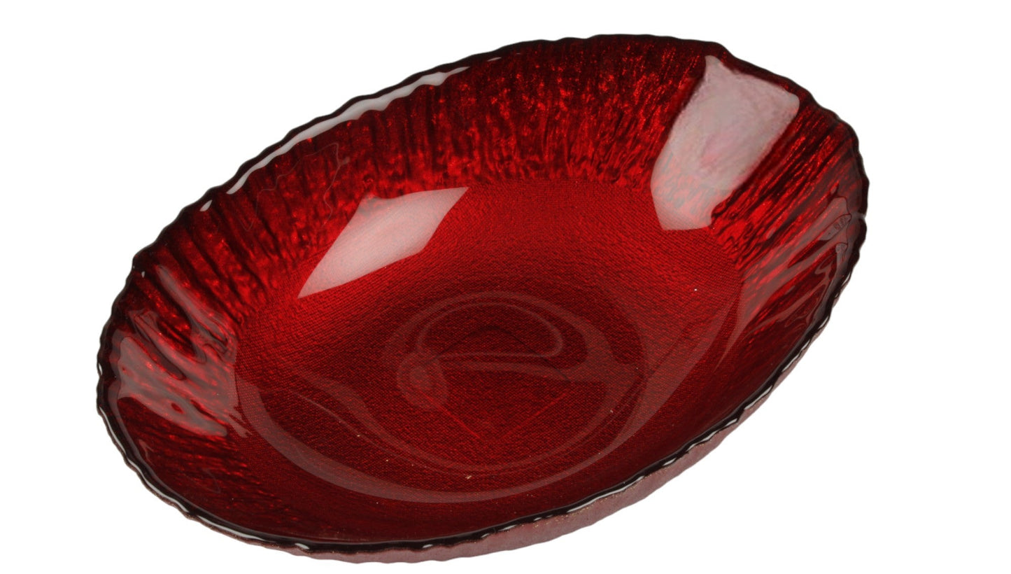 Opulence 27cm Oval Red Glass Bowl