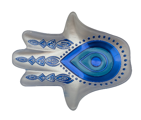 Charmed Glass Evil Eye Plate, White