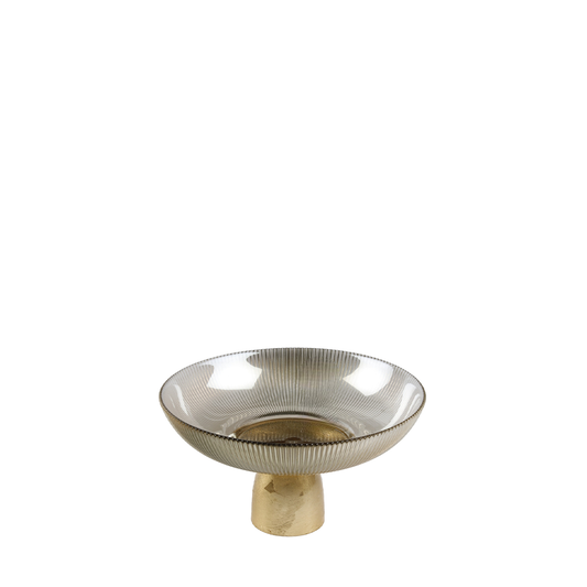 Avanti 25cm Footed Glass Bowl, Coffee Lustre