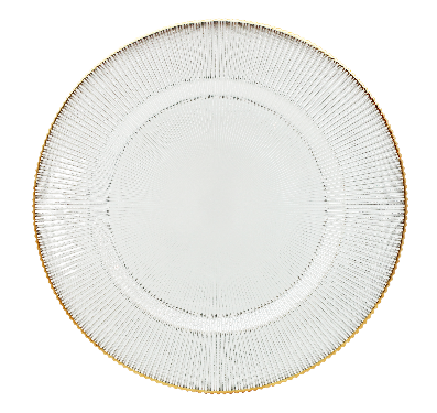 Radiance 33cm Clear Glass Charger Plate with Gold Rim