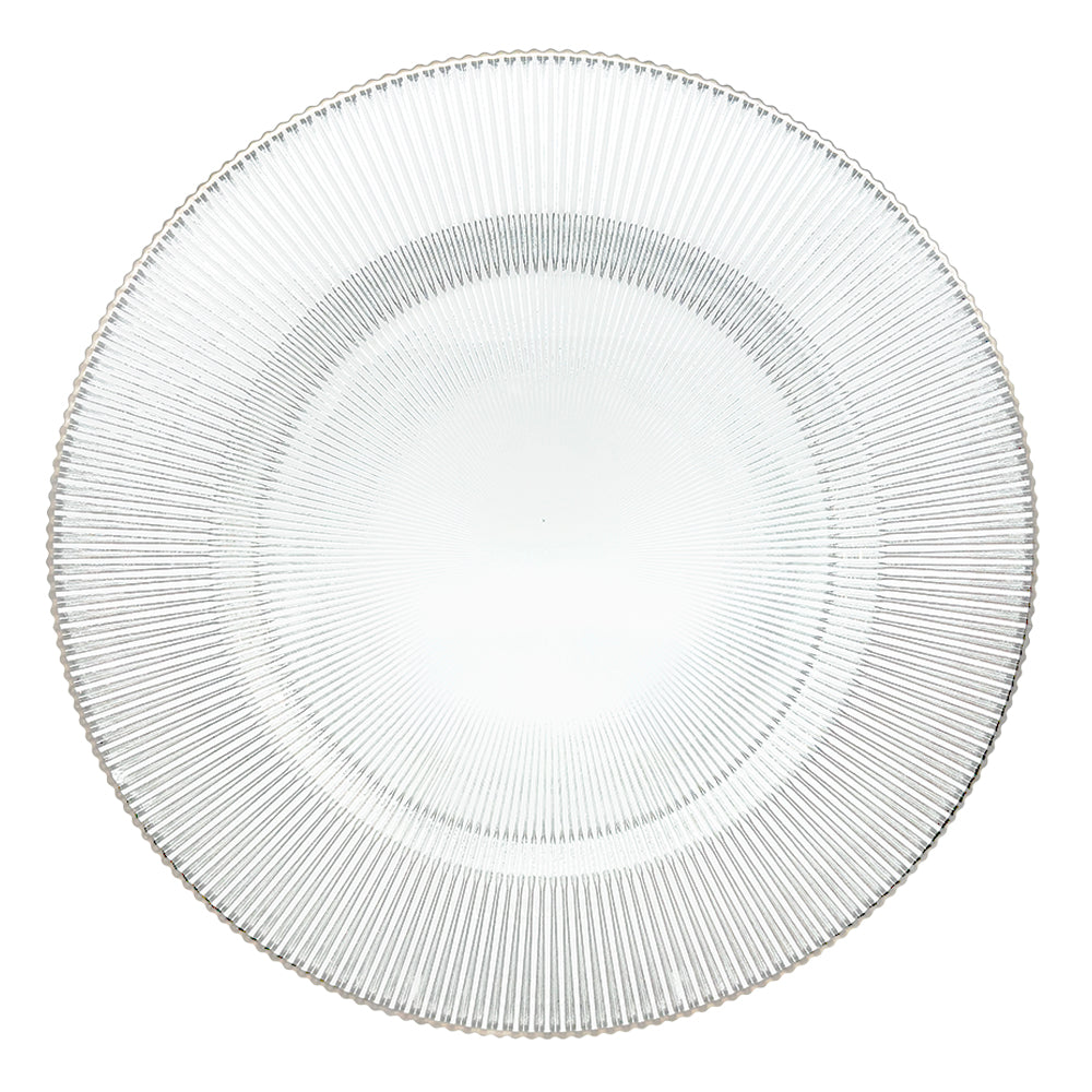 Radiance 33cm Clear Glass Charger Plate with Silver Rim