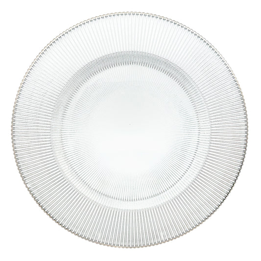Radiance 33cm Clear Glass Charger Plate with Silver Rim