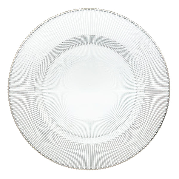 Radiance 33cm Clear Glass Charger Plate with Silver Rim