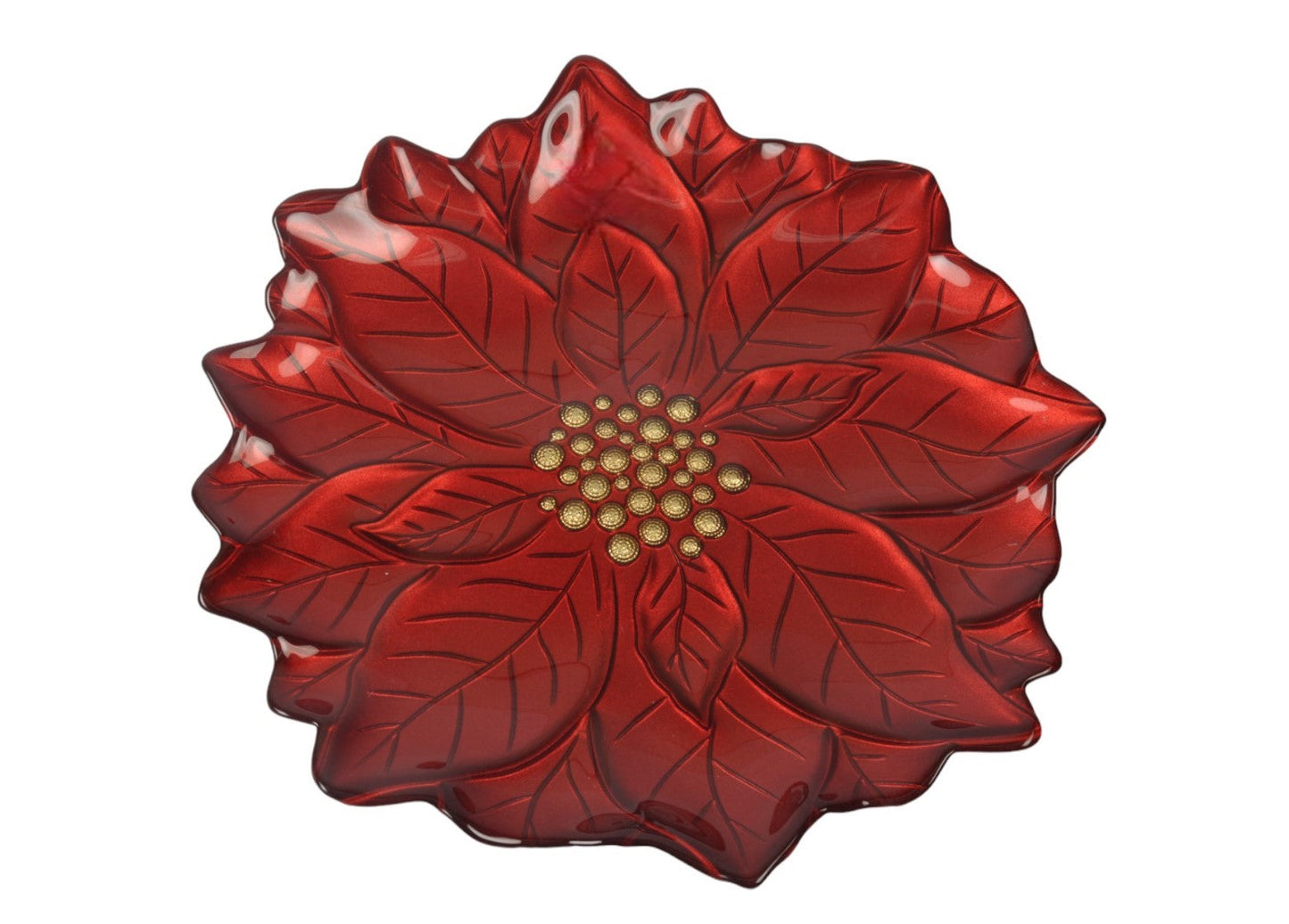 Poinsettia 23cm Glass Red Plate