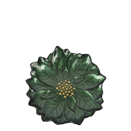 Poinsettia 23cm Glass Green Plate