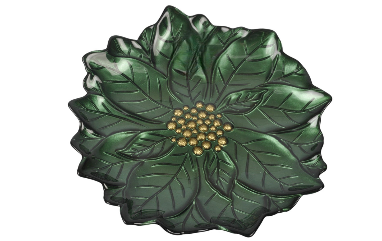 Poinsettia 23cm Glass Green Plate