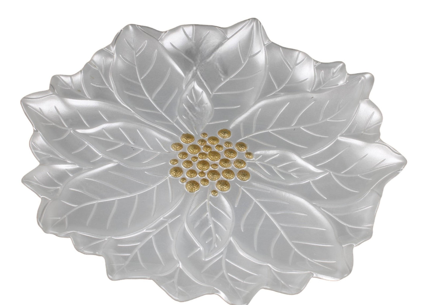 Poinsettia 23cm White Glass  Plate