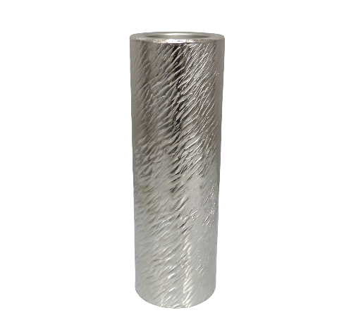 Gaia Medium Pillar Holder 28cm H, Nickel Finish