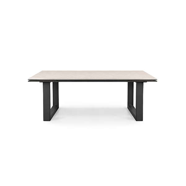 Harbour Extendible Table  79"- 99" - 118", Travertine Ceramic Top