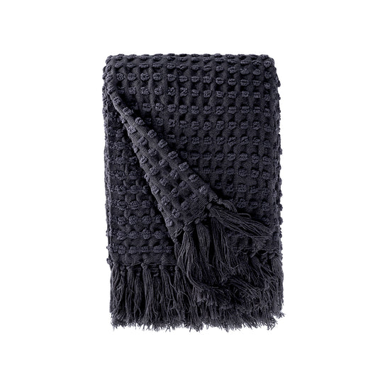 Millie Textured Chenille 50" x 60" Throw, Charcoal