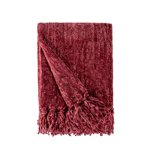 Darby Chenille 50" x 60" Throw, Crimson Red