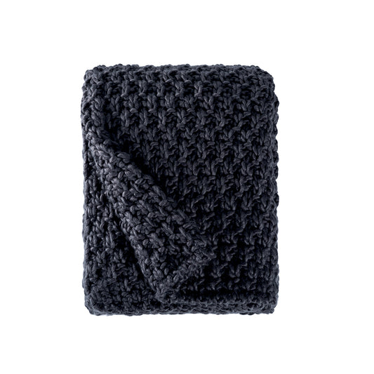 Avanti Waffle Knit 50" x 60" Throw, Charcoal