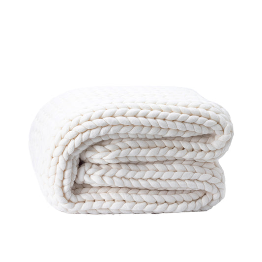 Lugano Chunky Knit 50" x 60" Throw, Ivory