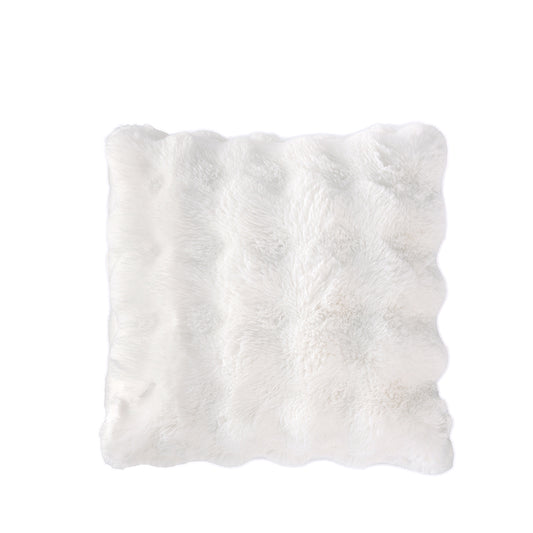Plush Faux Fur 18" x 18" Pillow, Ivory