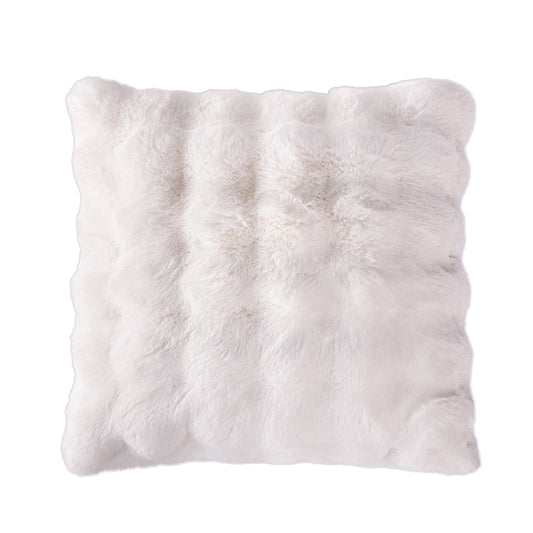 Plush Faux Fur 22" x 22" Pillow, Ivory