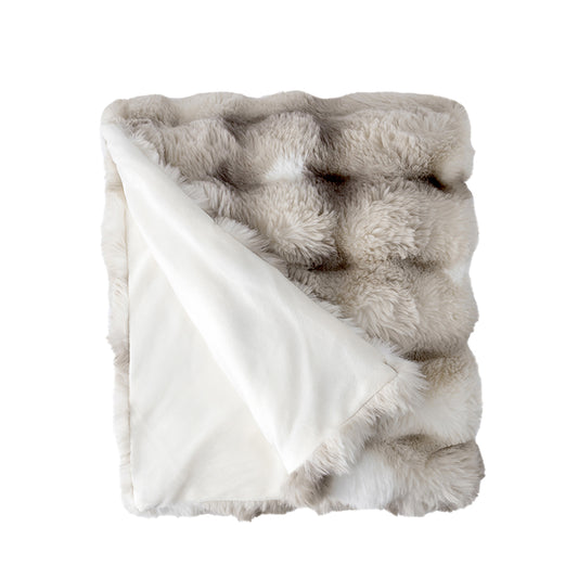 Plush Faux Fur 50" x 60" Throw, Warm Grey
