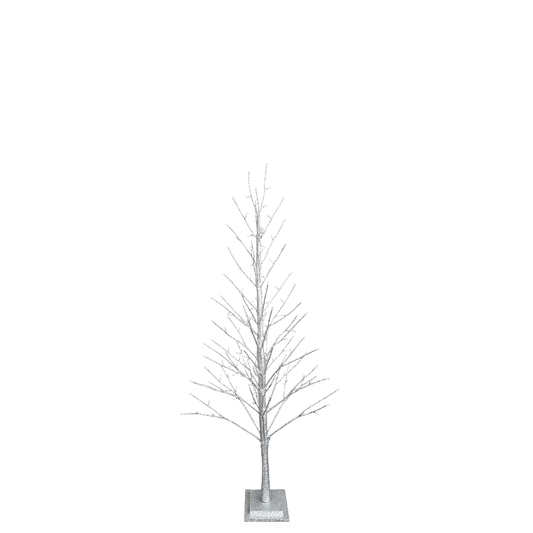 Silver Glitter Tree 150cm/59in | 186 Warm White LED Lights