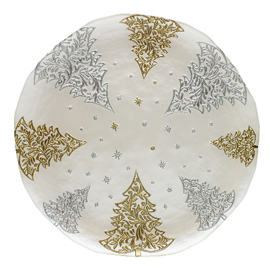 Forest Dream 33cm Glass Plate, Gold & Silver