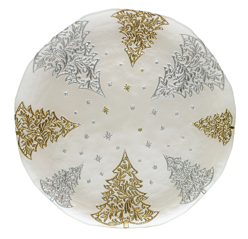 Forest Dream 33cm Glass Plate, Gold & Silver