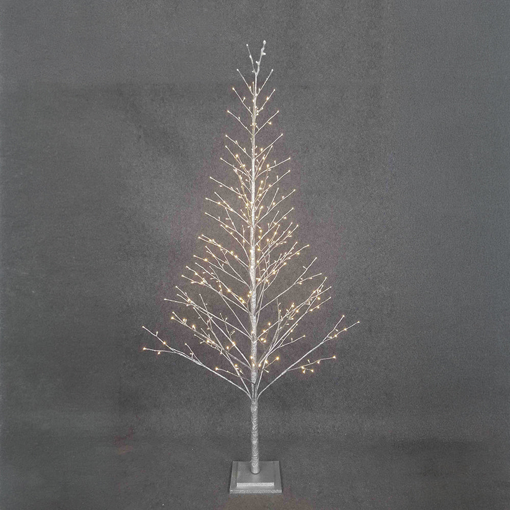 Silver Glitter Tree 270cm/106in |360 Warm White LED Lights