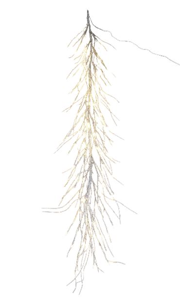 Silver Glitter Garland with Remote 180cm/71" | 126 Warm White LED Lights
