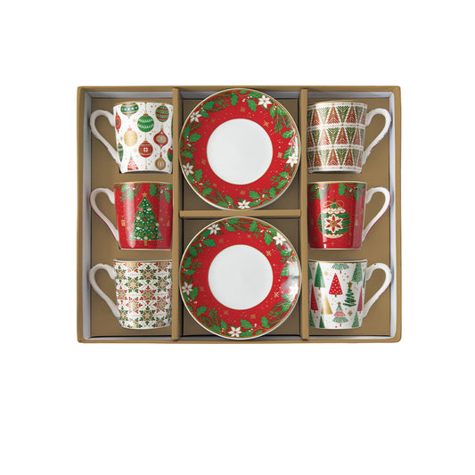 Jingle Bells 100ml (3.4oz) Espresso Cups Set of 6