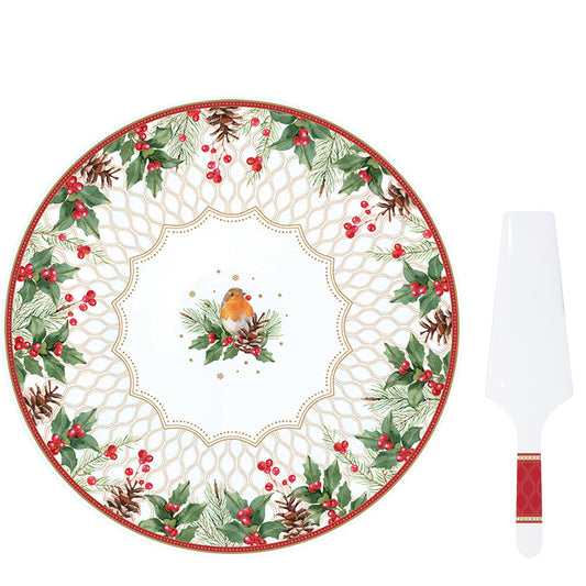 Christmas Berries 32cm (12.6in) Cake Plate with Server