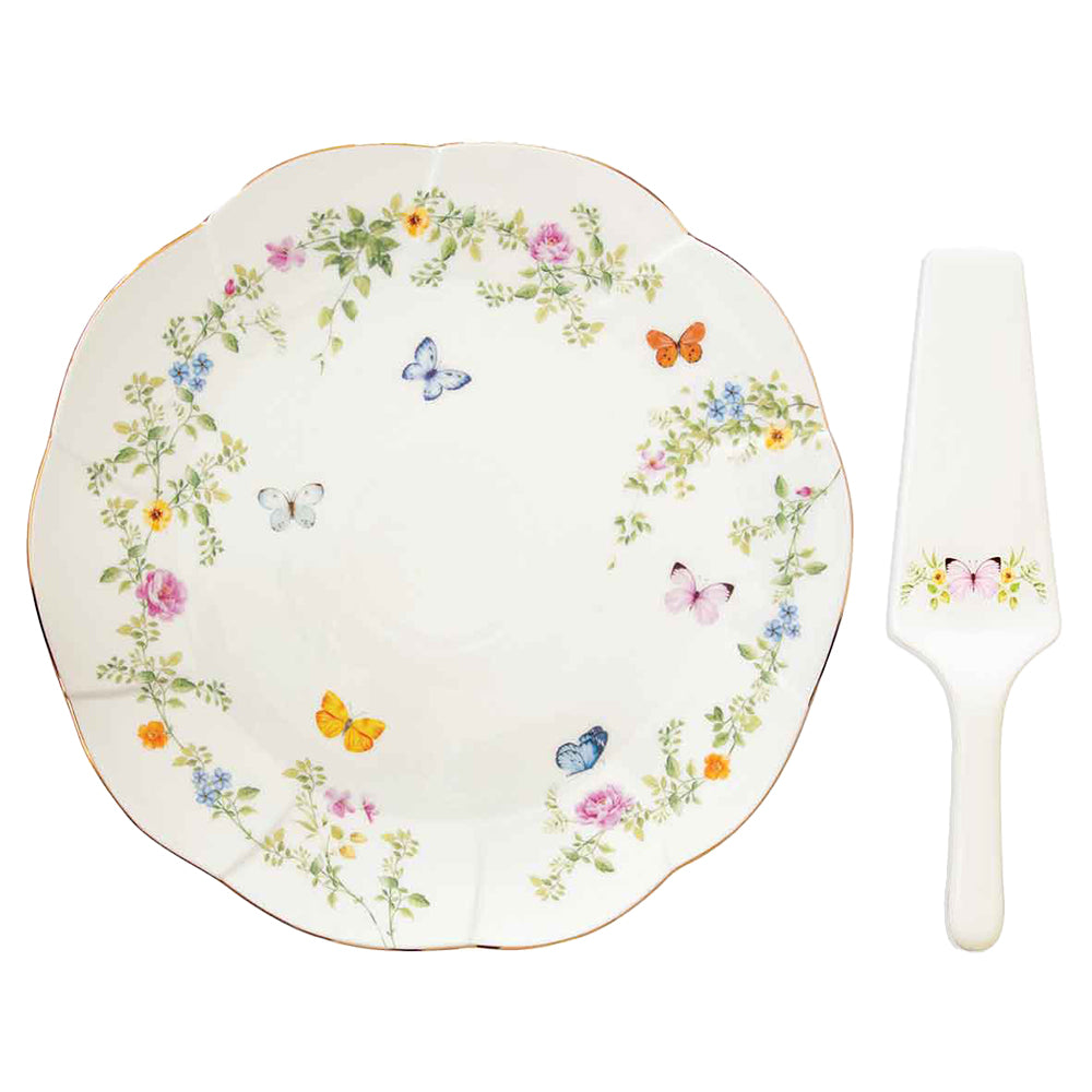 Dancing Butterflies 32cm (12.5in) Cake Plate with Server