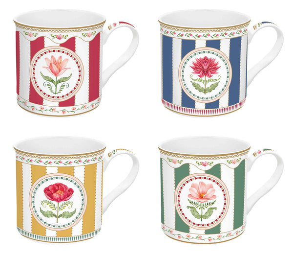 Flowery 300ml (10oz) Set of 4 Mugs