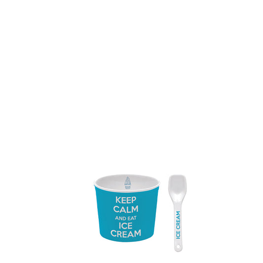 Keep Calm Ice Cream Bowl with Spoon Blue