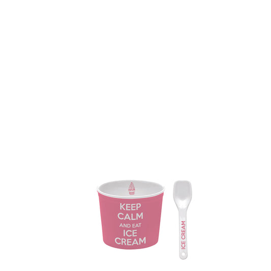 Keep Calm Ice Cream Bowl with Spoon Pink