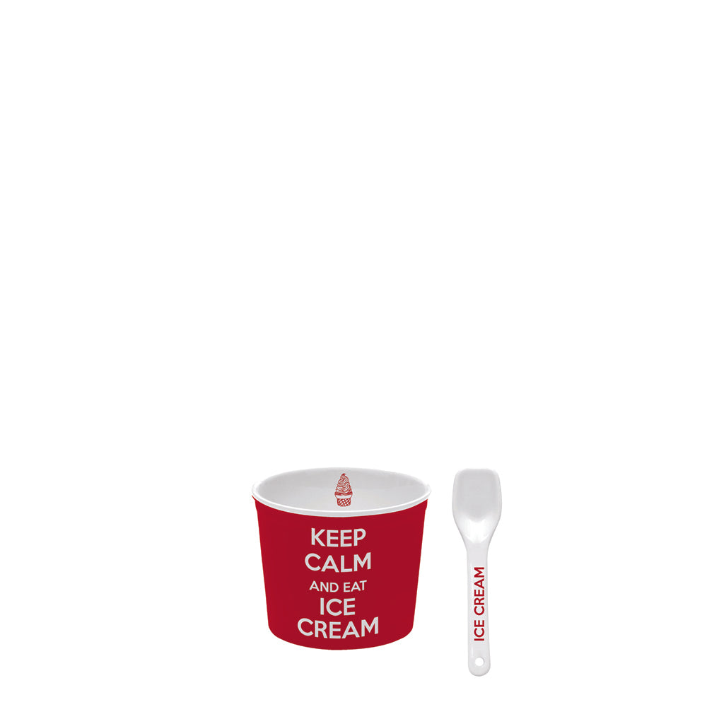 Keep Calm Ice Cream Bowl with Spoon Red