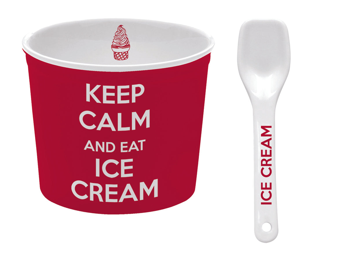 Keep Calm Ice Cream Bowl with Spoon Red
