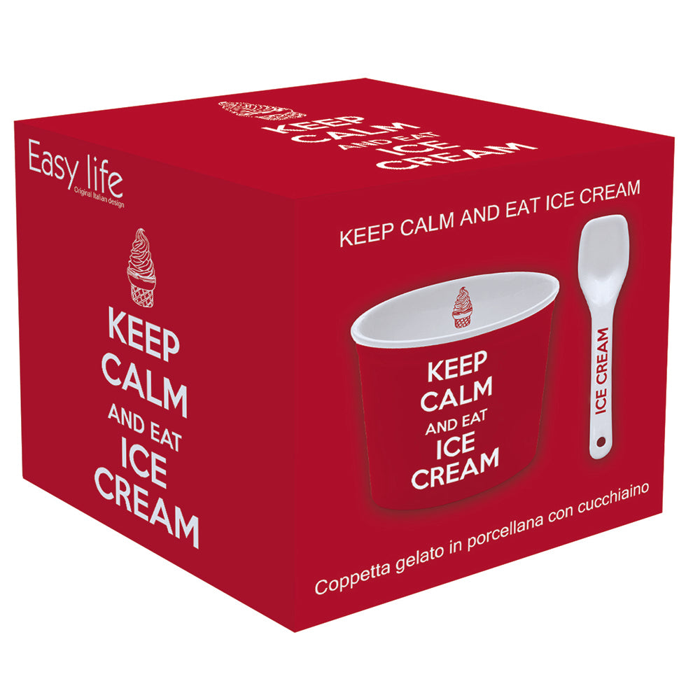 Keep Calm Ice Cream Bowl with Spoon Red