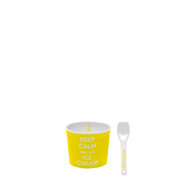 Keep Calm Ice Cream Bowl with Spoon Yellow