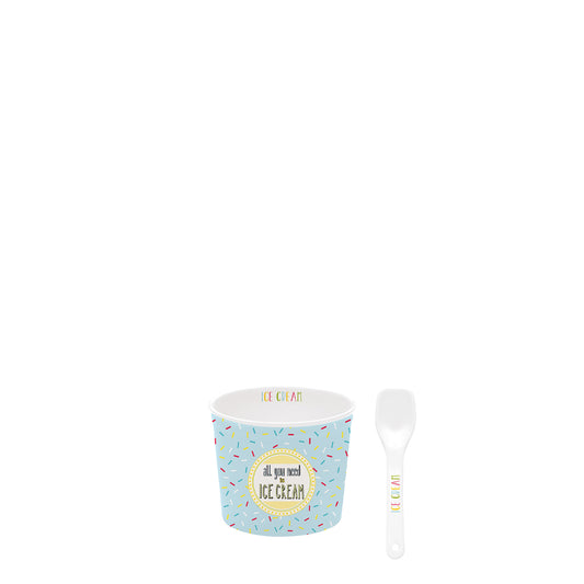 On Fleek Ice Cream Bowl with Spoon Blue