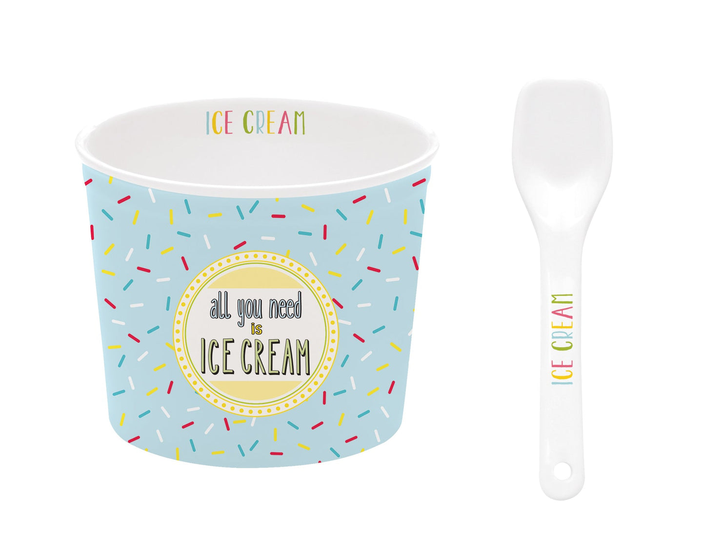 On Fleek Ice Cream Bowl with Spoon Blue
