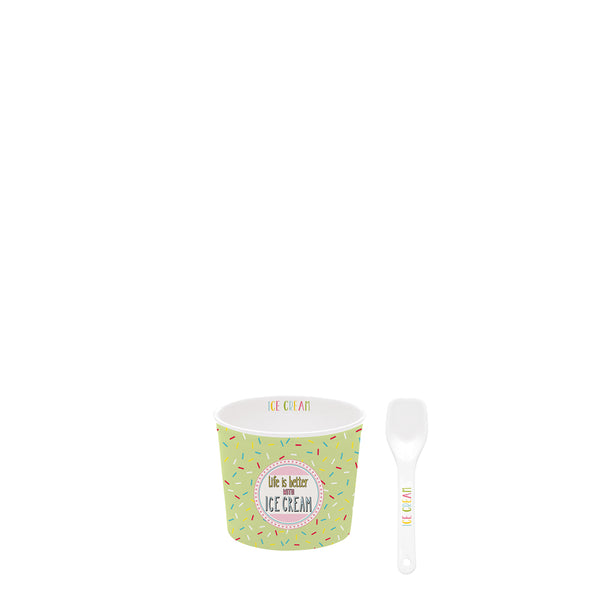 On Fleek Ice Cream Bowl with Spoon Green