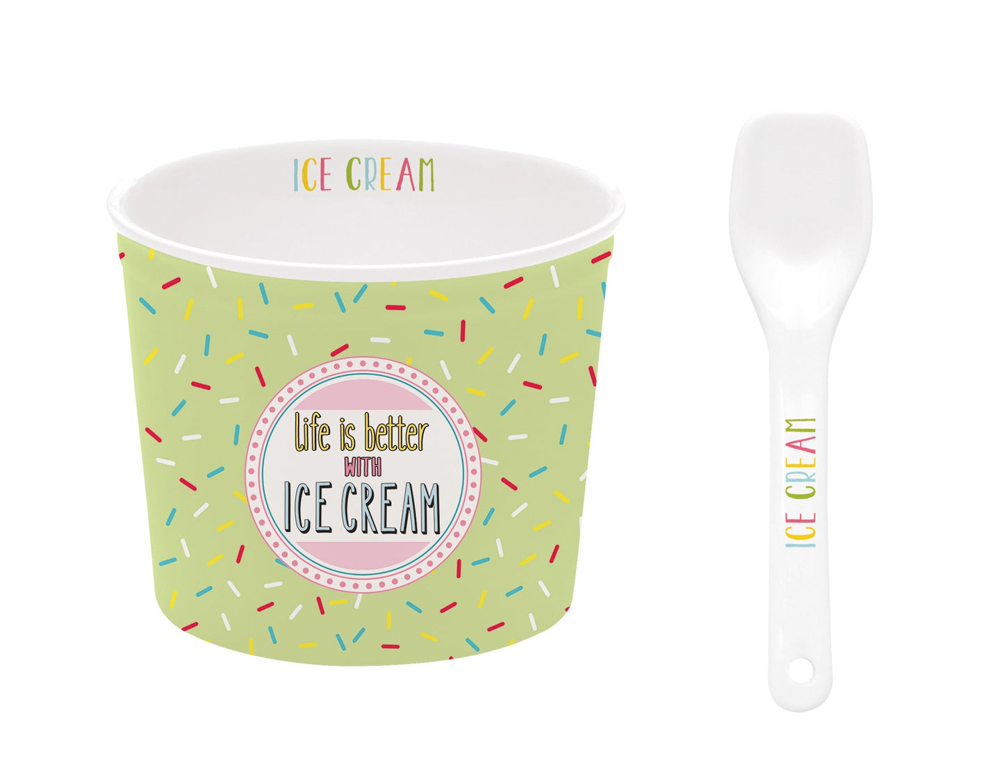 On Fleek Ice Cream Bowl with Spoon Green
