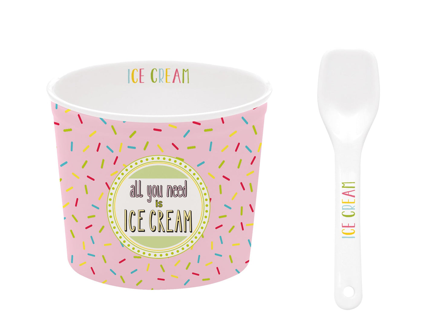 On Fleek Ice Cream Bowl with Spoon Pink