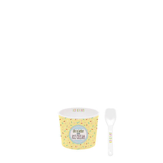 On Fleek Ice Cream Bowl with Spoon Yellow
