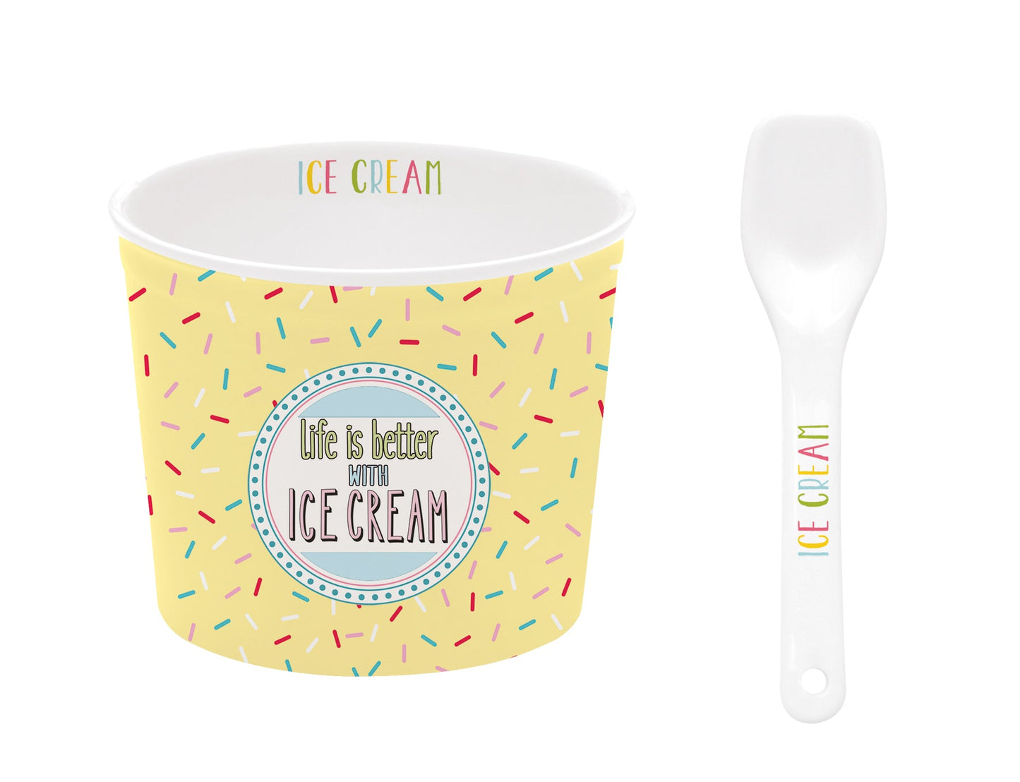On Fleek Ice Cream Bowl with Spoon Yellow