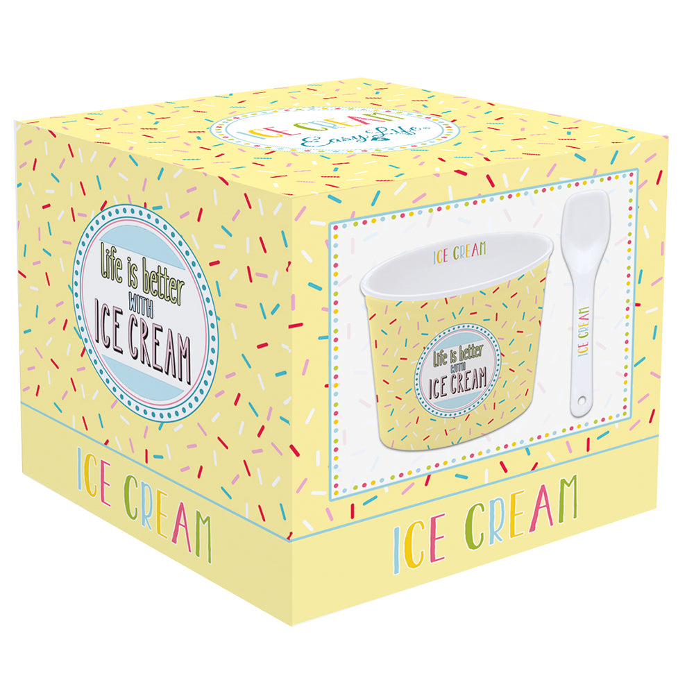 On Fleek Ice Cream Bowl with Spoon Yellow