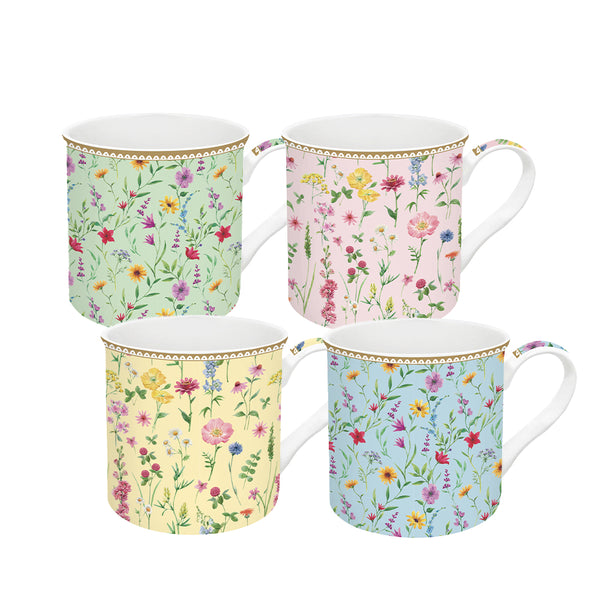 Meadow Flowers 300ml (10oz) Set of 4 Mugs