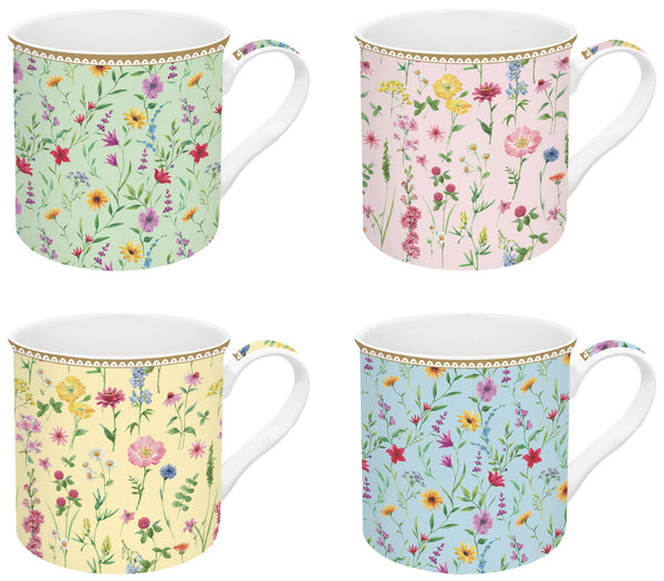 Meadow Flowers 300ml (10oz) Set of 4 Mugs